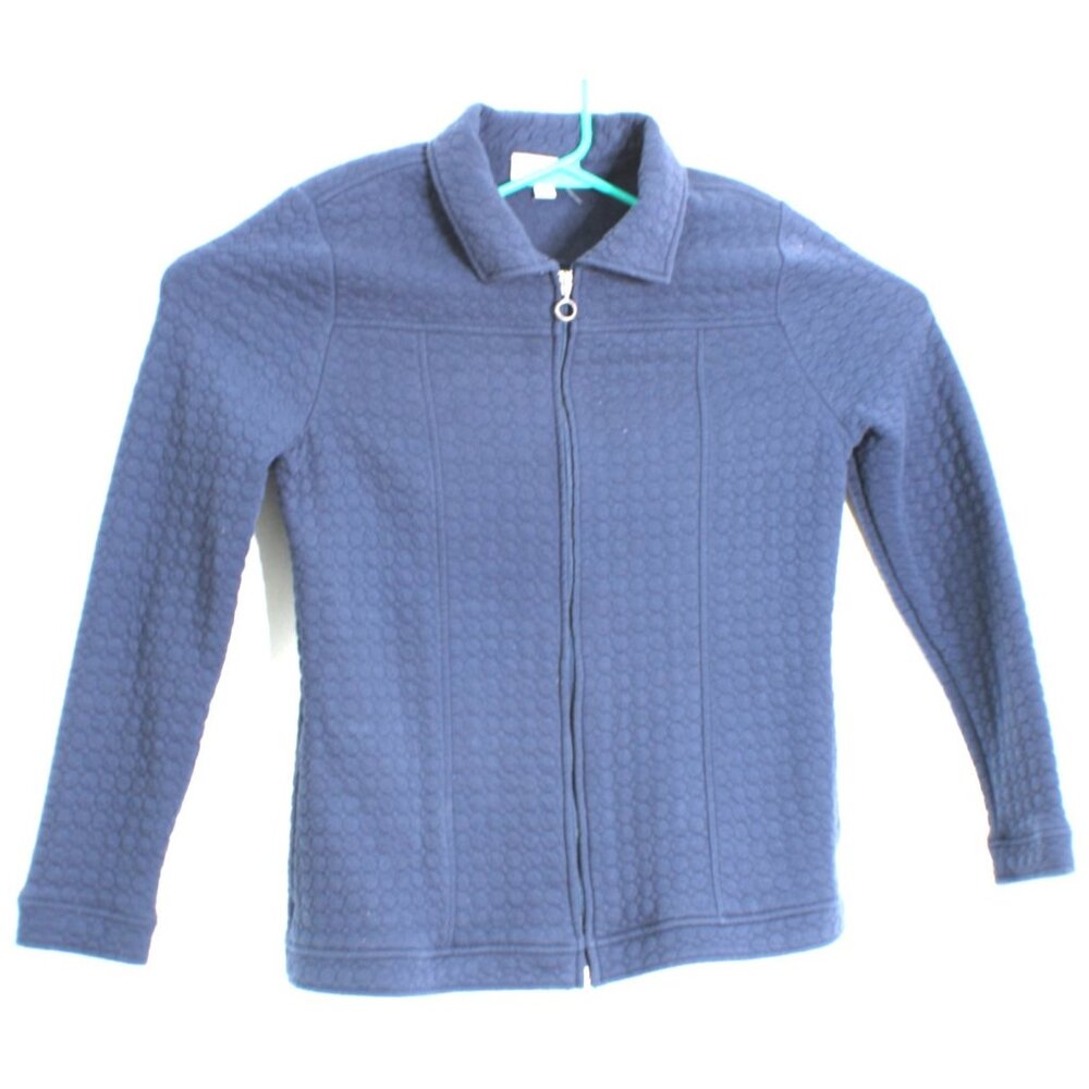 Breckenridge Large Waffle Quilted Jacket Shacket Navy Blue Full Zip Cotton Blend